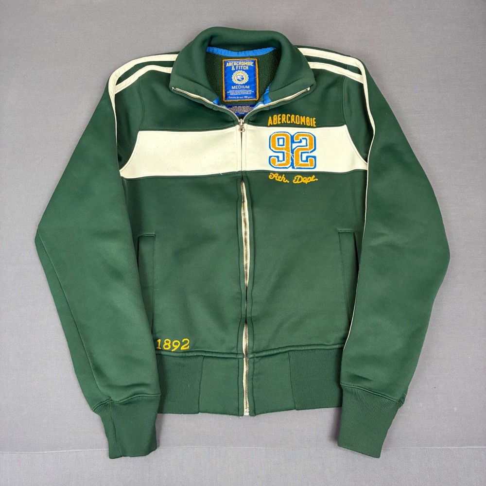 Vintage Abercrombie & Fitch Green & White Track Jacket Men's Size Medium